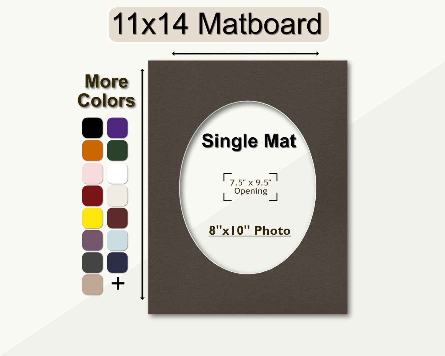 11x14 Mat for 8x10 Oval Photo | Premium White Core Matboard