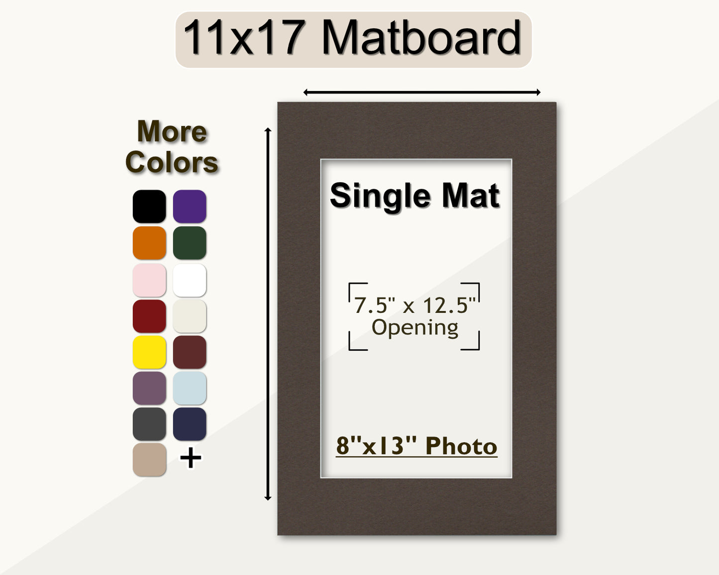 11x17 Mat for 8x13 Photo | Premium White Core Matboard