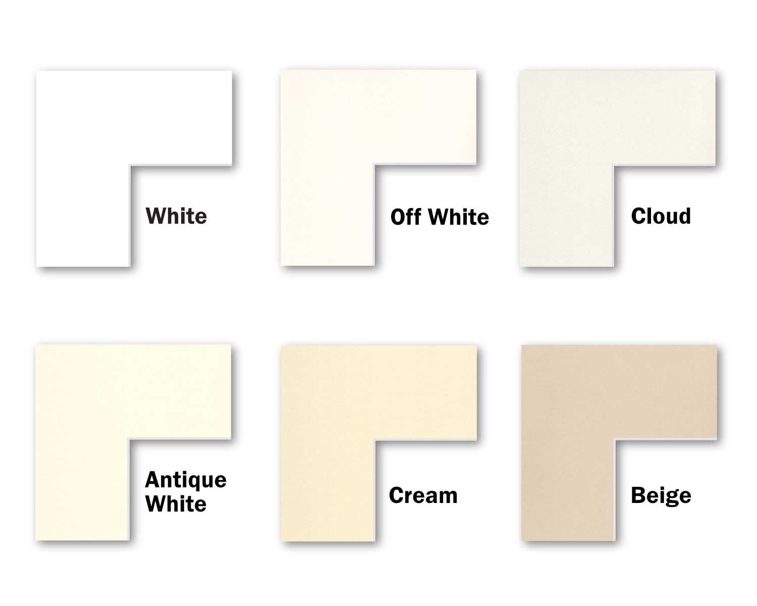 Color swatch comparisons showing all the white and cream options grouped together.