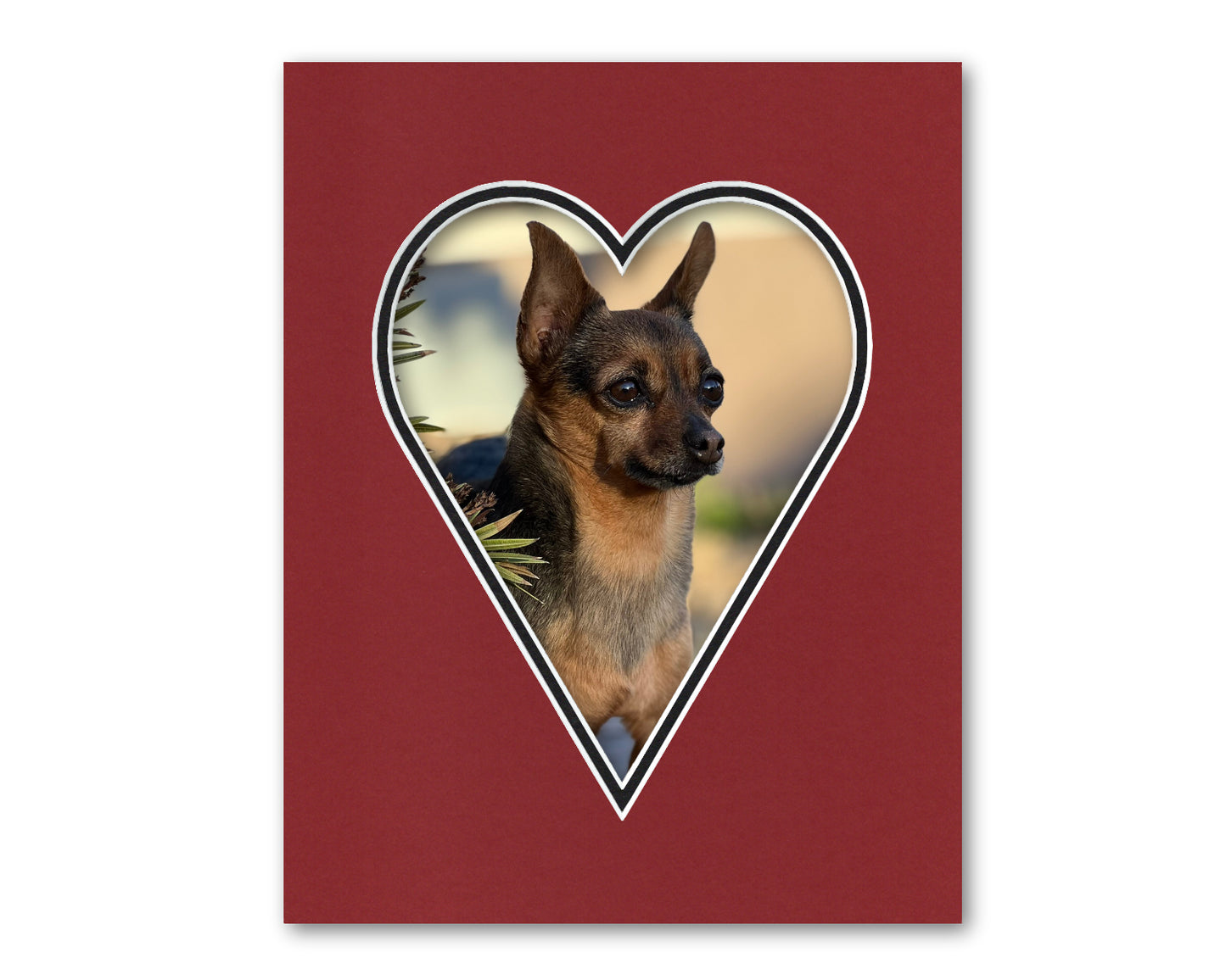 An example of what this heart opening double mat looks like with a photo in it.