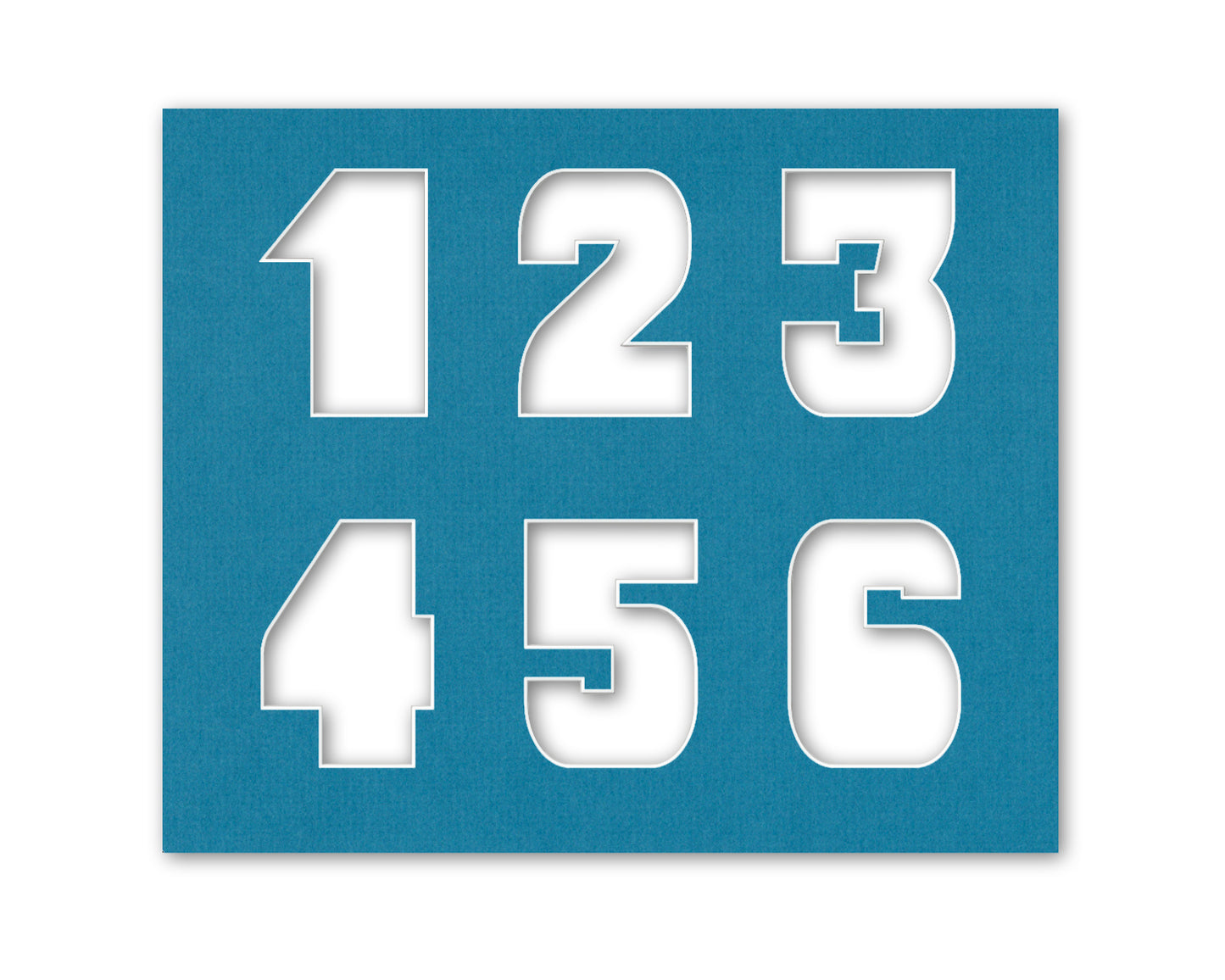 An example of what numbers 1-6 look like when cut out of the matboard.
