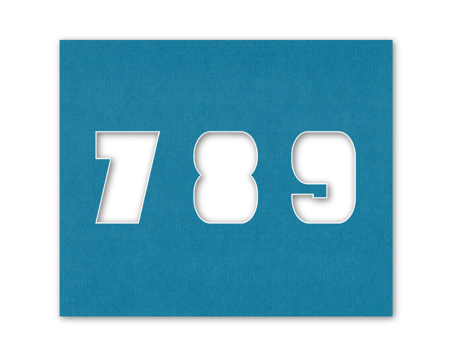 An example of what numbers 7-9 look like when cut out of the matboard.