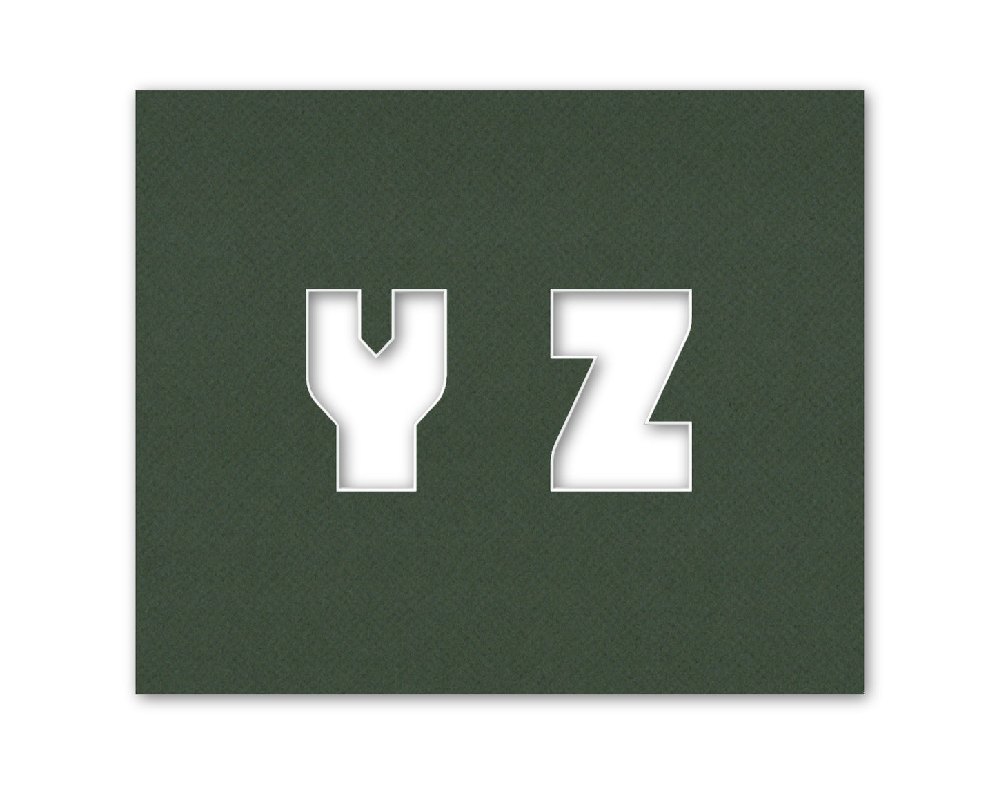 An example of what letters Y-Z look like when cut out of the matboard.