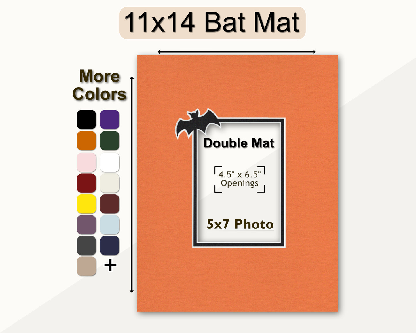 Custom halloween bat matboard for any size frame and photo. Multiple colors available.