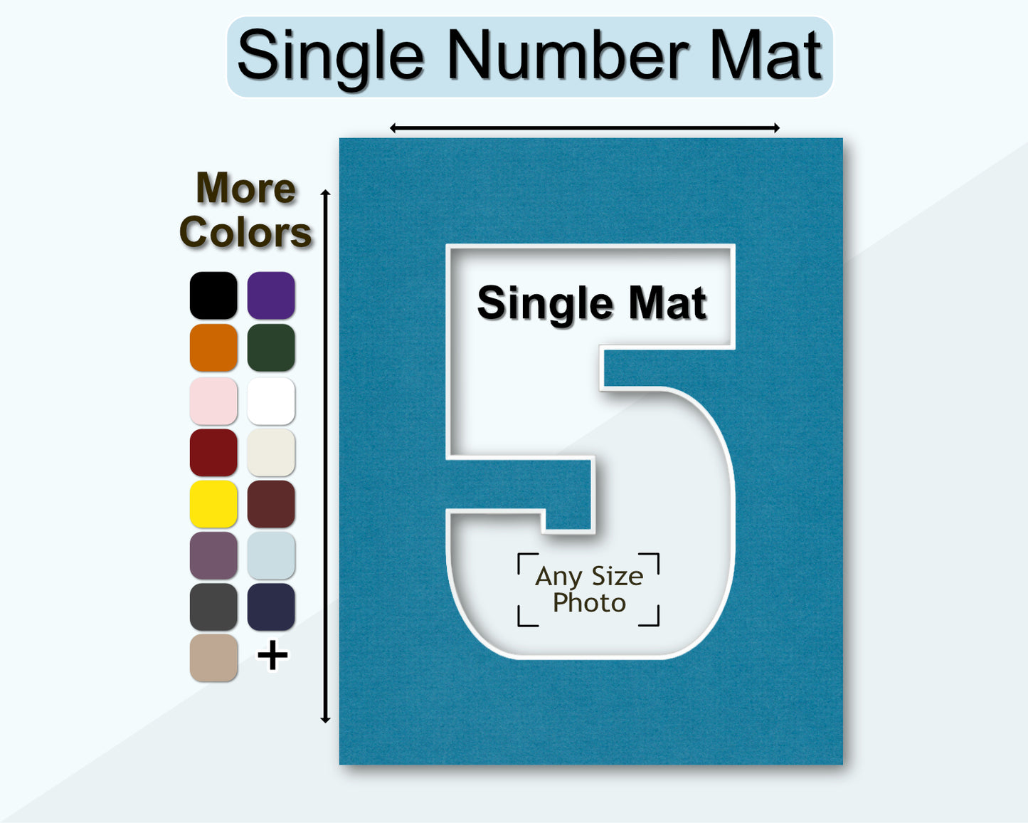 Custom single number matboard for any size frame and photo. Multiple colors available.