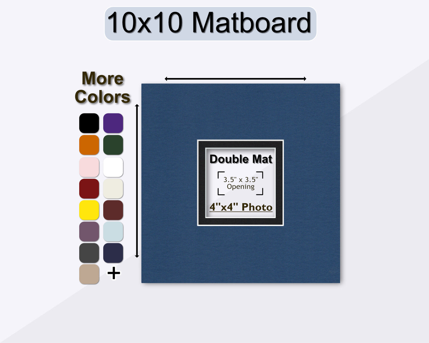 10x10 Double Mat for 4x4 Photo | Premium White Core Matboard