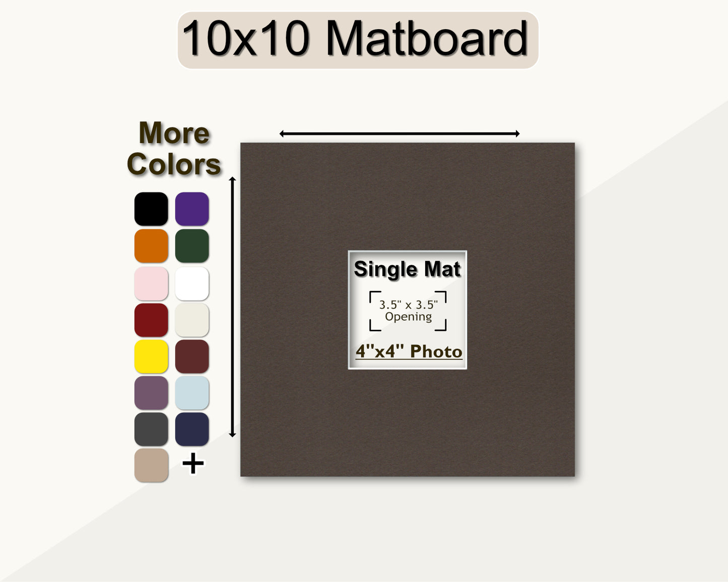 10x10 Mat for 4x4 Photo | Premium White Core Matboard
