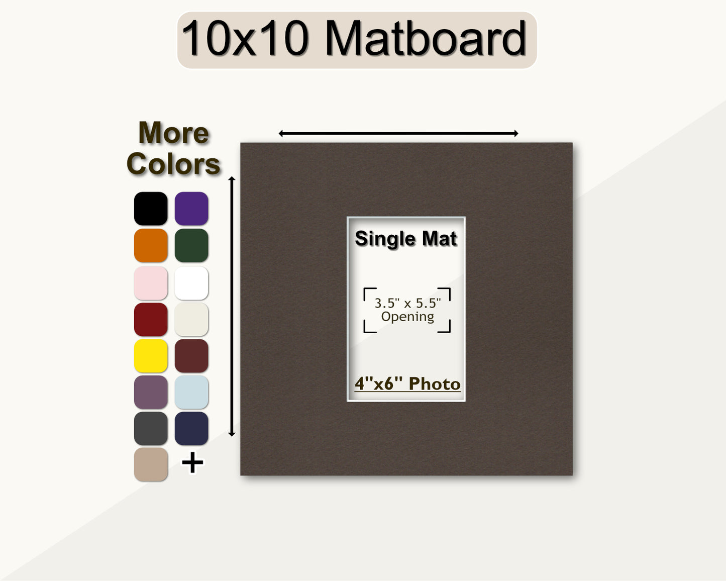 10x10 Mat for 4x6 Photo | Premium White Core Matboard