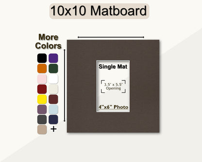 10x10 Mat for 4x6 Photo | Premium White Core Matboard