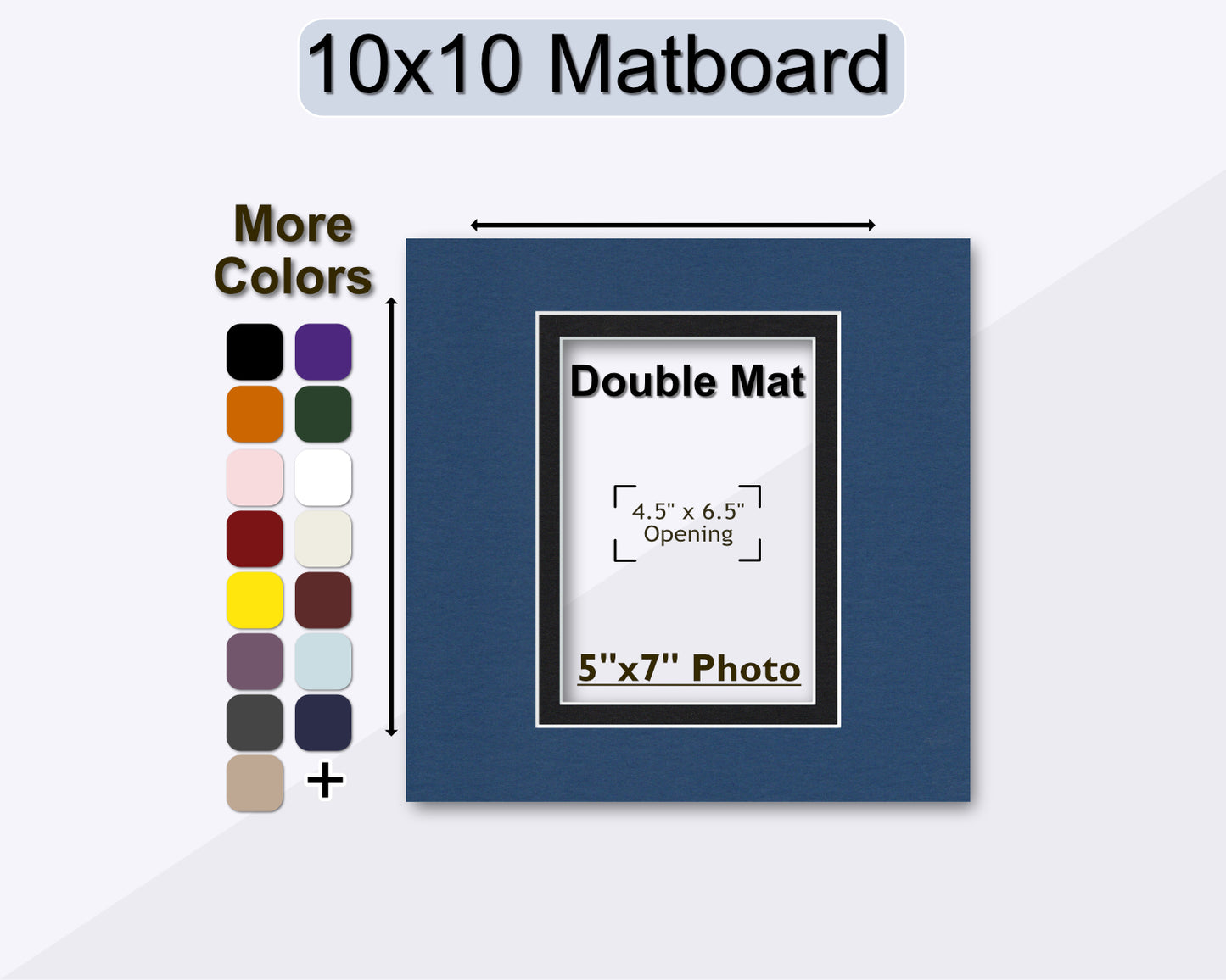 10x10 Double Mat for 5x7 Photo | Premium White Core Matboard