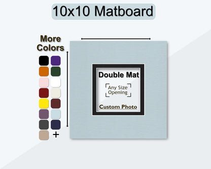 10x10 square double mat. Choose your own photo size and color.
