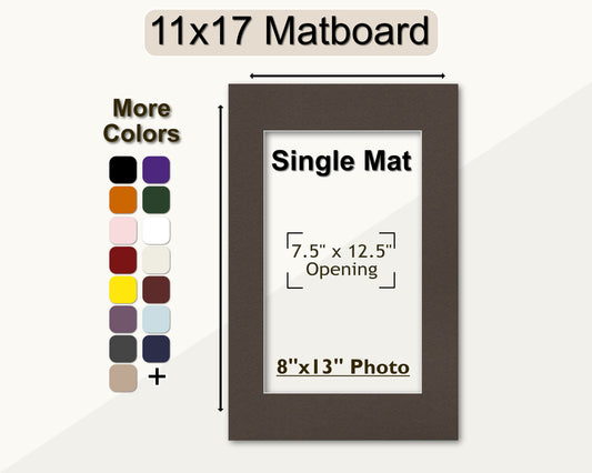 11x17 Mat for 8x13 Photo | Premium White Core Matboard