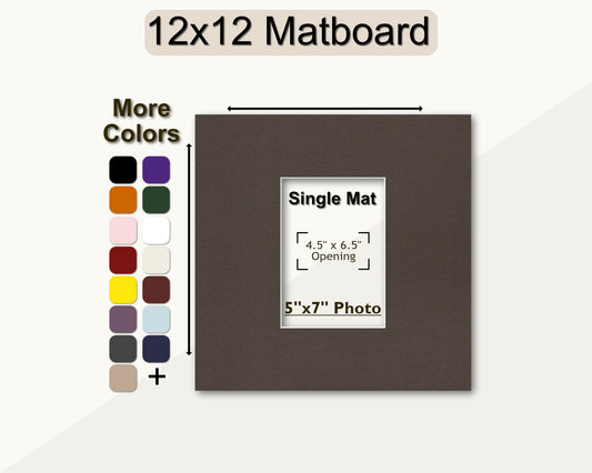 12x12 Mat for 5x7 Photo | Premium White Core Matboard