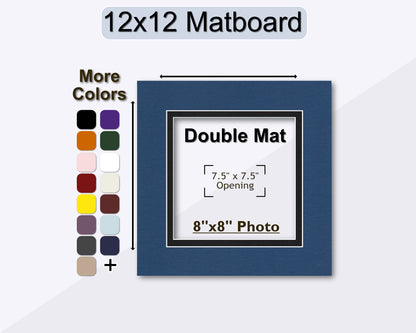 12x12 matboard with double mat design for 8x8 photo, color swatch on the side.