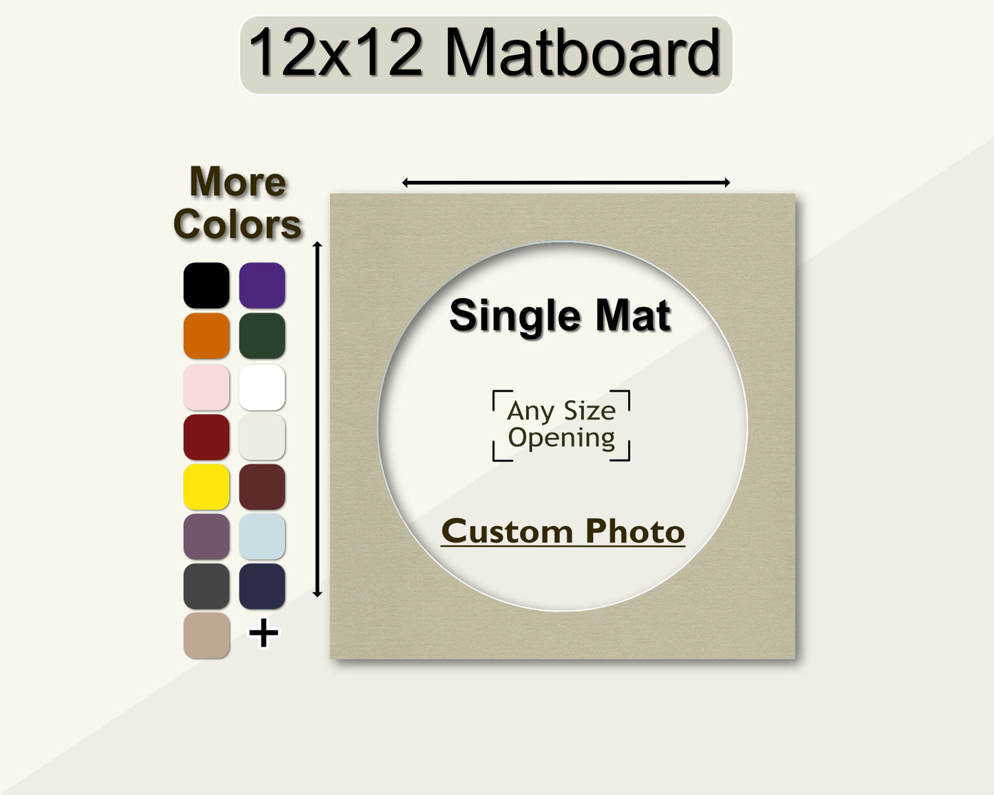 12x12 Mat for Custom Oval Photo | Premium White Core Matboard