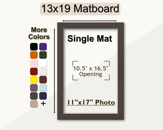 A 13x19 matboard, pre-cut for an 11x17 photo. Multiple colors available.
