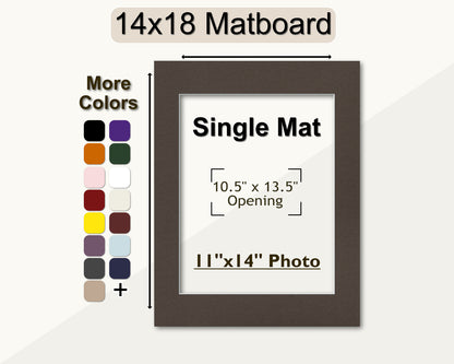 14x18 matboard pre-cut for framing an 11x14 photo. Multiple colors available.