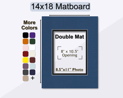 14x18 Double Mat for 8.5x11 Photo or Document | Premium White Core Matboard