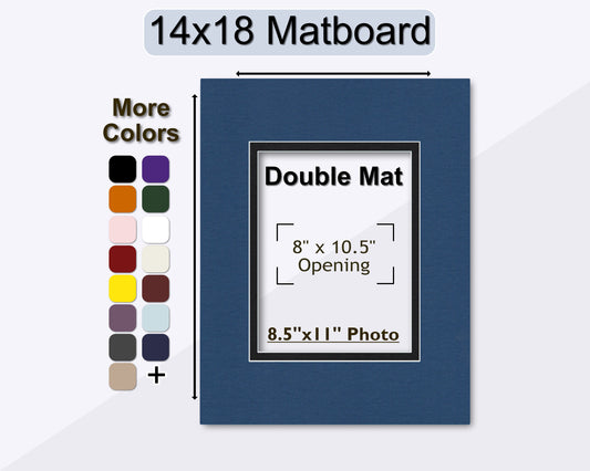 14x18 Double Mat for 8.5x11 Photo or Document | Premium White Core Matboard