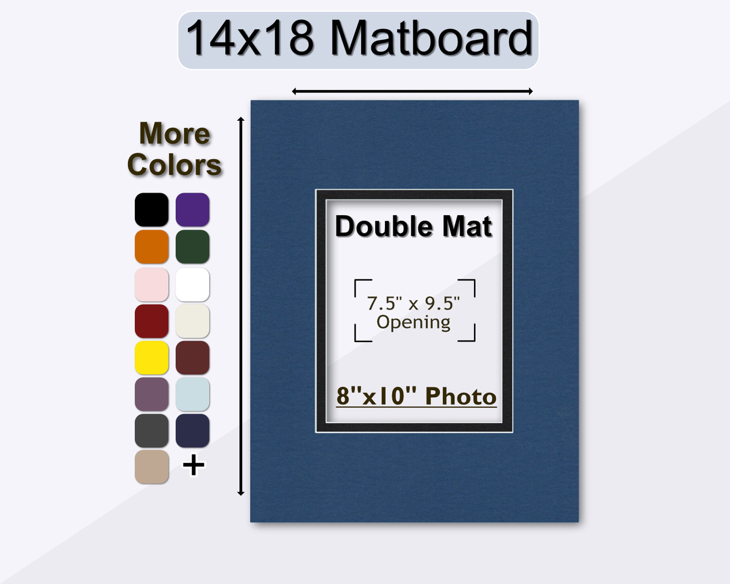 14x18 Double Mat for 8x10 Photo | Premium White Core Matboard