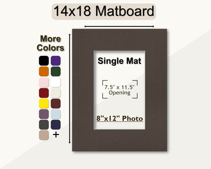 14x18 picture matting for framing an 8x12 photo. Multiple colors available.