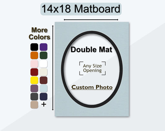 14x18 Double Mat for Custom Oval Photo | Premium White Core Matboard