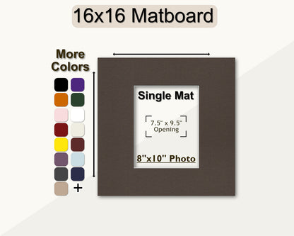 16x16 square picture mat for an 8x10 photo. Multiple colors available.