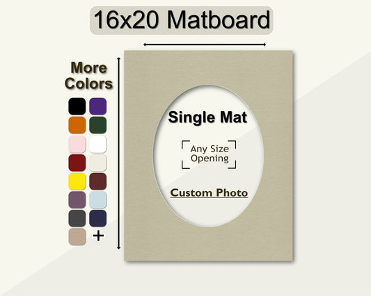 16x20 mat with a custom oval opening. Multiple colors available.
