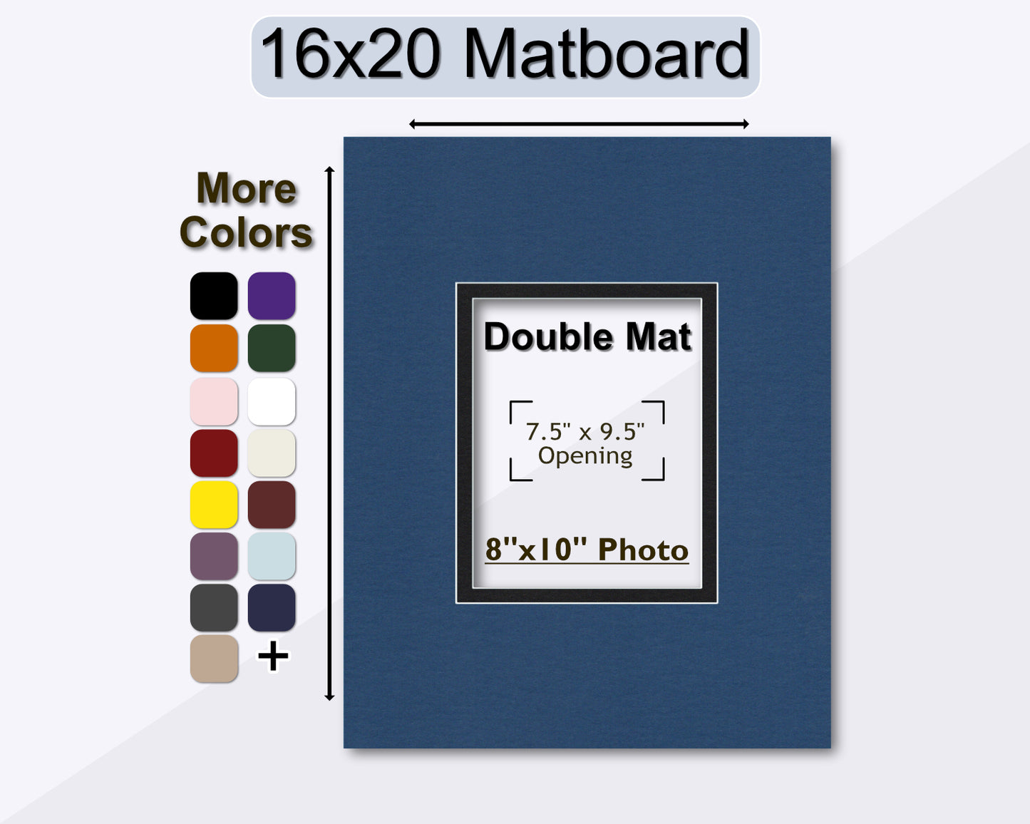 16x20 Double Mat for 8x10 Photo | Premium White Core Matboard