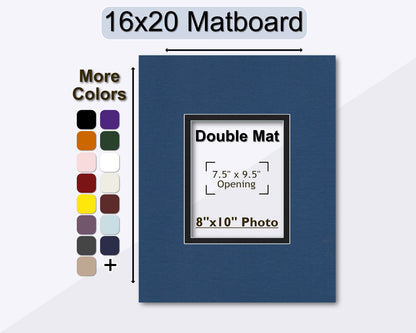 16x20 Double Mat for 8x10 Photo | Premium White Core Matboard