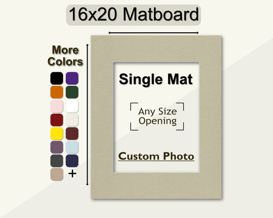 A customizable 16x20 framing mat. Create your own opening size and pick from over 30 colors.