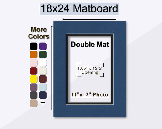 An 18x24 double mat for framing an 11x17 photo. Multiple colors available.