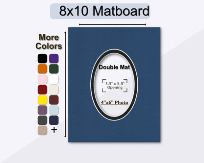 8x10 Double Mat for 4x6 Oval Photo | Premium White Core Matboard