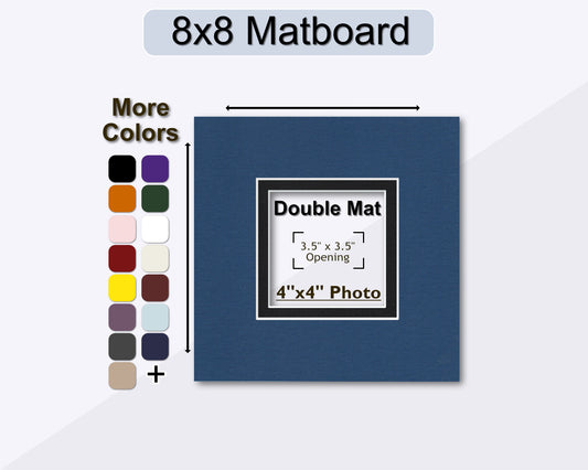 8x8 Double Mat for 4x4 Photo | Premium White Core Matboard