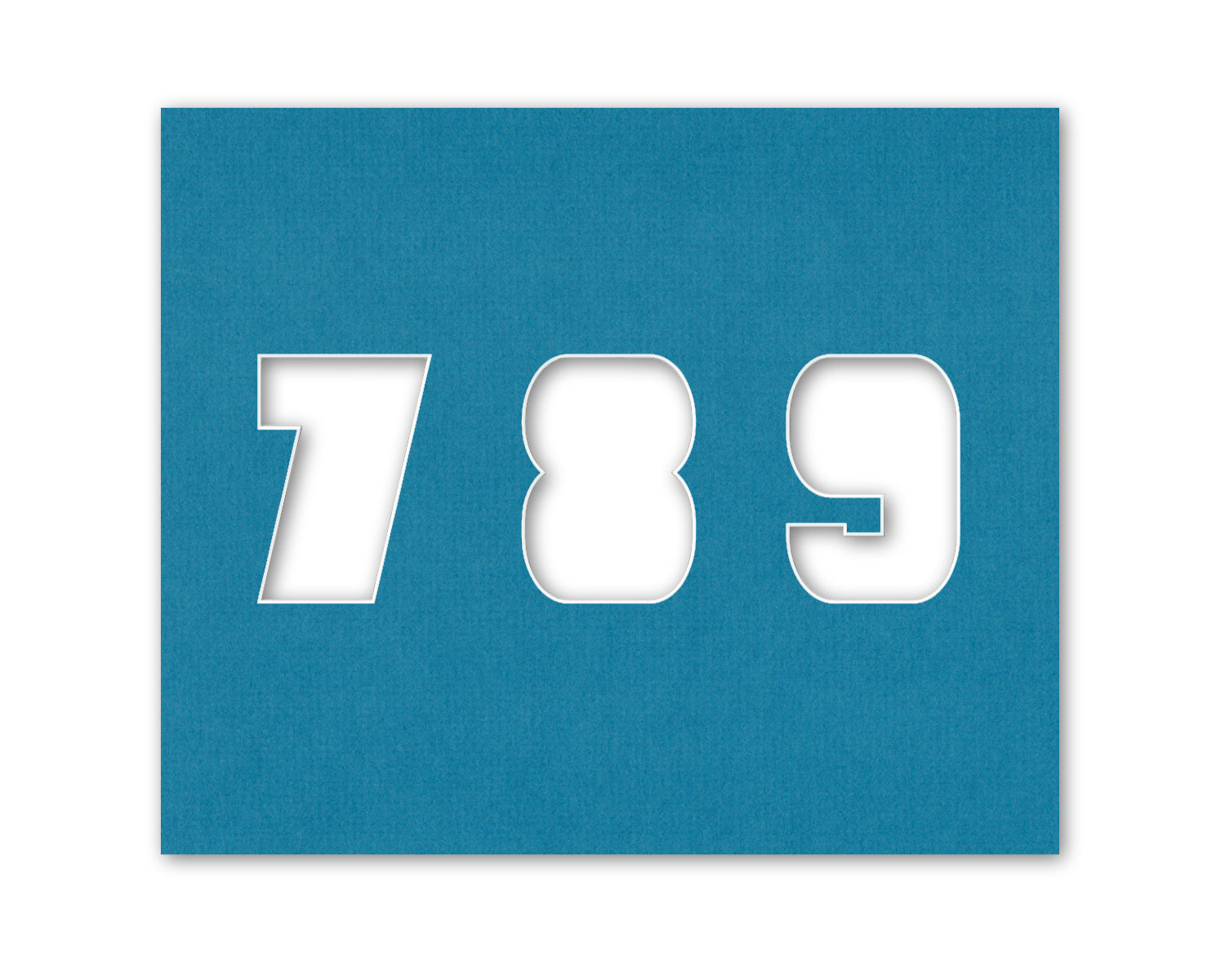 An example of what numbers 7-9 look like when cut out of the matboard.
