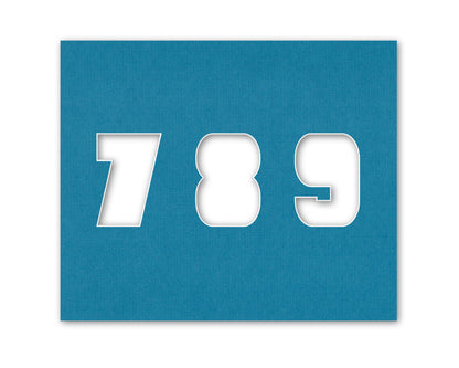 An example of what numbers 7-9 look like when cut out of the matboard.