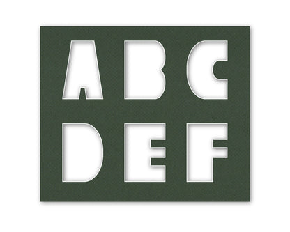 An example of what letters A-F look like when cut out of the matboard.
