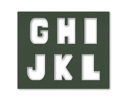 An example of what letters G-L look like when cut out of the matboard.