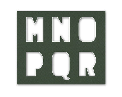 An example of what letters M-R look like when cut out of the matboard.