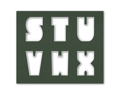 An example of what letters S-X look like when cut out of the matboard.