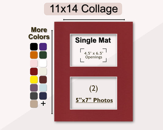 11x14 Collage Mat for (2) 5x7 Photos | Premium White Core Matboard
