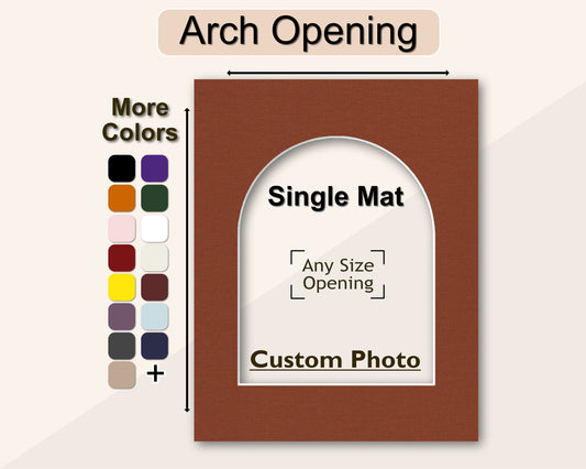 Arch Opening Single Mat | Choose Your Size | Premium White Core Matboard