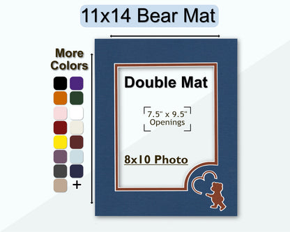 Custom bear with heart matboard for any size frame and photo. Multiple colors available.