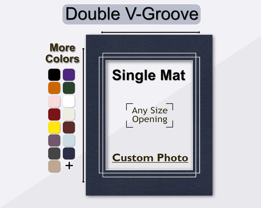 Custom double v-groove matboard for any size frame and photo. Multiple colors available.