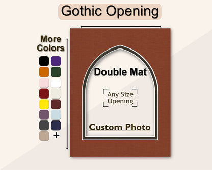 Gothic Opening Double Mat | Choose Your Size | Premium White Core Matboard
