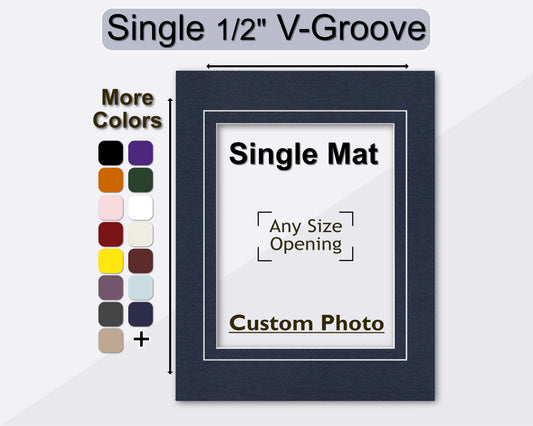 Custom half inch v-groove matboard for any size frame and photo. Multiple colors available.