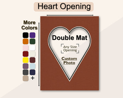 Custom heart opening double matboard for any size frame and photo. Multiple colors available.