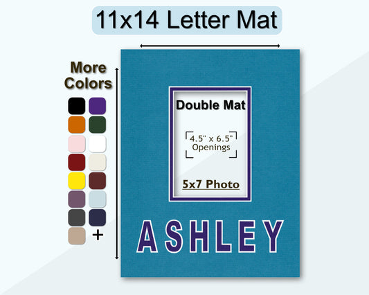 11x14 Personalized Name Mat for 5x7 Photo | Premium White Core Matboard