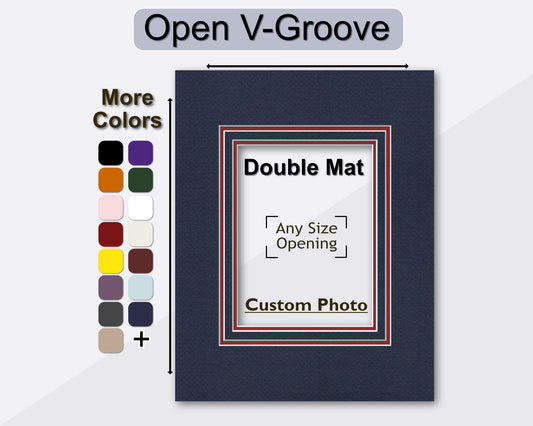 Custom open v-groove matboard for any size frame and photo. Multiple colors available.